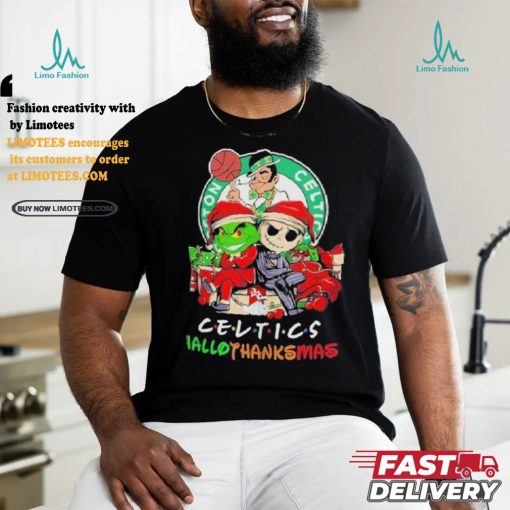 Grinch And Jack Boston Celtics Friends HalloThanksMas Shirt