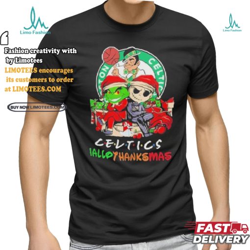 Grinch And Jack Boston Celtics Friends HalloThanksMas Shirt