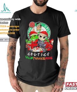 Grinch And Jack Boston Celtics Friends HalloThanksMas Shirt