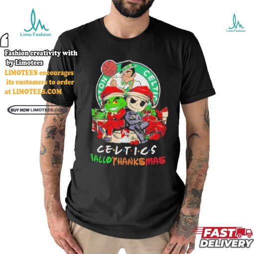 Grinch And Jack Boston Celtics Friends HalloThanksMas Shirt