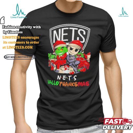 Grinch And Jack Brooklyn Nets Friends HalloThanksMas Shirt