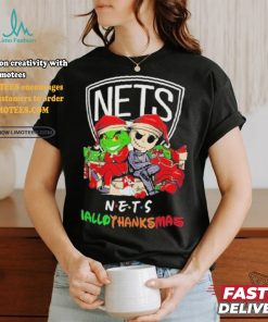 Grinch And Jack Brooklyn Nets Friends HalloThanksMas Shirt