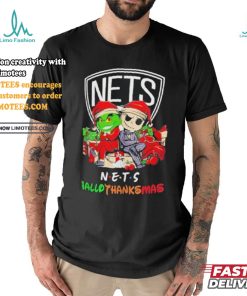 Grinch And Jack Brooklyn Nets Friends HalloThanksMas Shirt