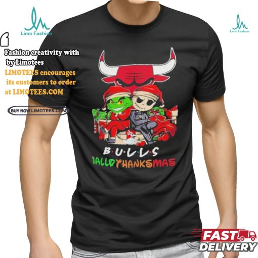 Grinch And Jack Chicago Bulls Friends HalloThanksMas Shirt