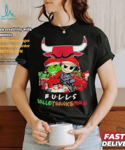 Grinch And Jack Chicago Bulls Friends HalloThanksMas Shirt