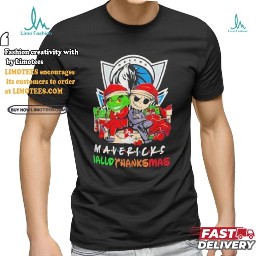 Grinch And Jack Dallas Mavericks Friends HalloThanksMas Shirt