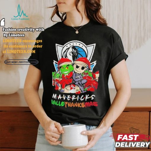 Grinch And Jack Dallas Mavericks Friends HalloThanksMas Shirt