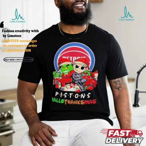 Grinch And Jack Detroit Pistons Friends HalloThanksMas Shirt