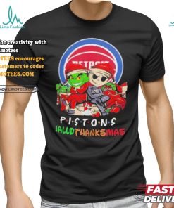 Grinch And Jack Detroit Pistons Friends HalloThanksMas Shirt