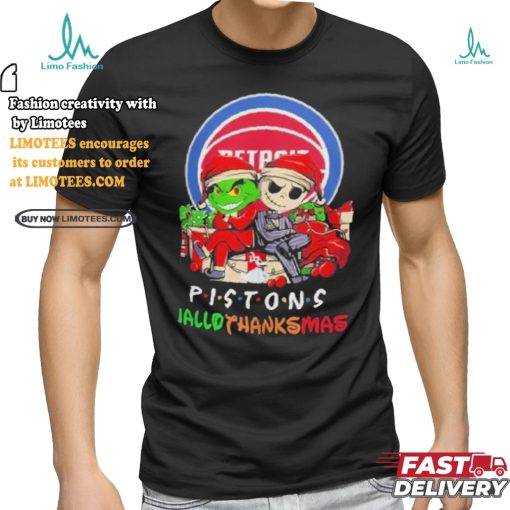Grinch And Jack Detroit Pistons Friends HalloThanksMas Shirt