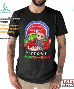 Grinch And Jack Detroit Pistons Friends HalloThanksMas Shirt