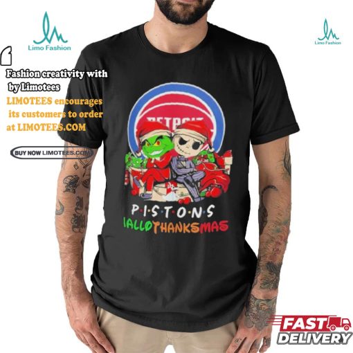 Grinch And Jack Detroit Pistons Friends HalloThanksMas Shirt