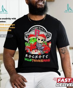 Grinch And Jack Houston Rockets Friends HalloThanksMas Shirt
