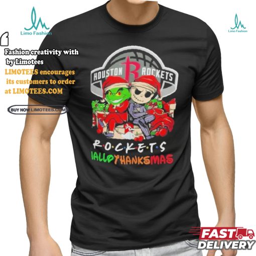 Grinch And Jack Houston Rockets Friends HalloThanksMas Shirt