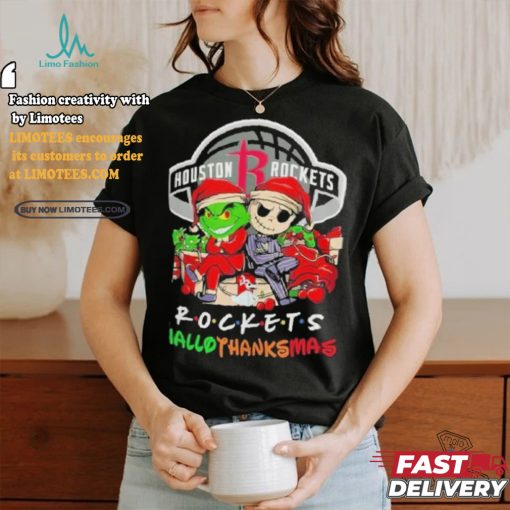 Grinch And Jack Houston Rockets Friends HalloThanksMas Shirt