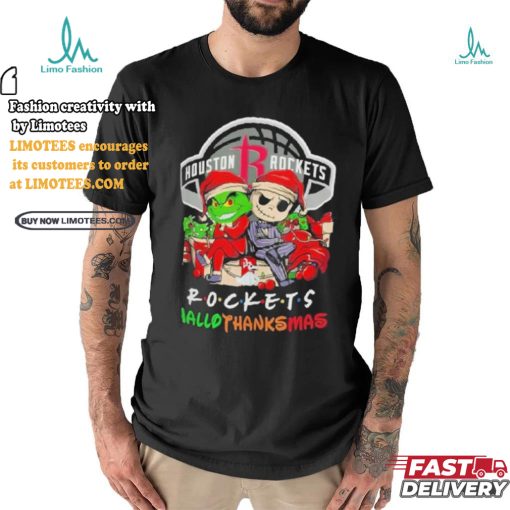 Grinch And Jack Houston Rockets Friends HalloThanksMas Shirt