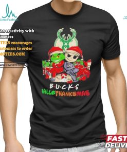 Grinch And Jack Milwaukee Bucks Friends HalloThanksMas Shirt