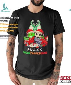 Grinch And Jack Milwaukee Bucks Friends HalloThanksMas Shirt