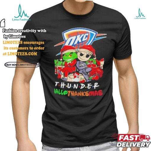 Grinch And Jack Oklahoma City Thunder Friends HalloThanksMas Shirt