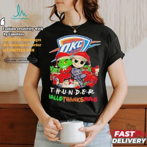 Grinch And Jack Oklahoma City Thunder Friends HalloThanksMas Shirt