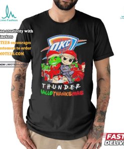 Grinch And Jack Oklahoma City Thunder Friends HalloThanksMas Shirt