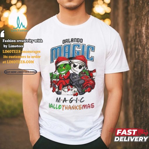 Grinch And Jack Orlando Magic Friends HalloThanksMas Shirt