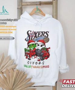 Grinch And Jack Philadelphia 76ers Friends HalloThanksMas Shirt