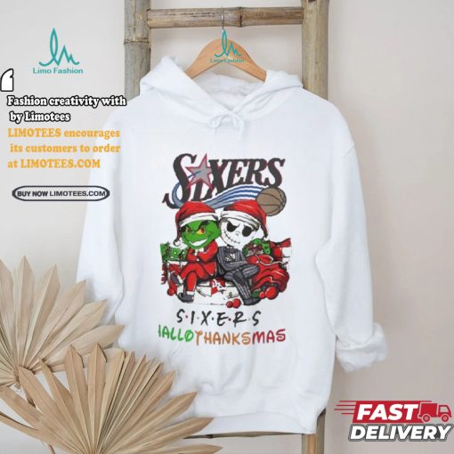 Grinch And Jack Philadelphia 76ers Friends HalloThanksMas Shirt