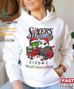 Grinch And Jack Philadelphia 76ers Friends HalloThanksMas Shirt