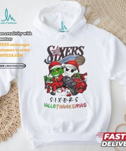 Grinch And Jack Philadelphia 76ers Friends HalloThanksMas Shirt