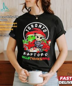 Grinch And Jack Skellington Toronto Raptors Friends Hallothanksmas Shirt