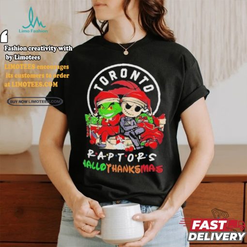 Grinch And Jack Skellington Toronto Raptors Friends Hallothanksmas Shirt