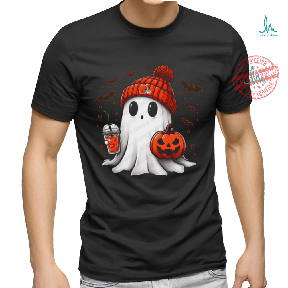 Halloween Cleveland Browns NFL Football Fan Ghost with Pumpkin shirt Halloween Cleveland Browns NFL Football Fan Ghost with Pumpkin shirt