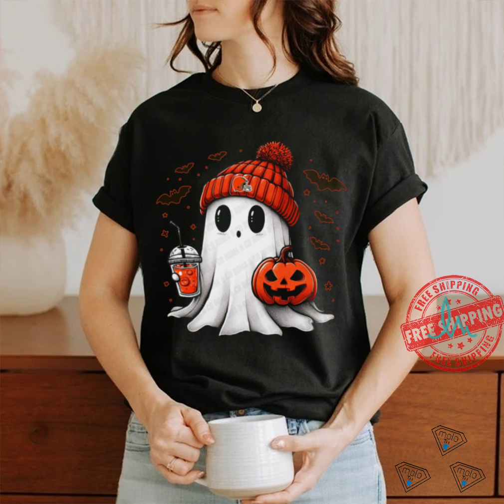 Halloween Cleveland Browns NFL Football Fan Ghost with Pumpkin shirt Halloween Cleveland Browns NFL Football Fan Ghost with Pumpkin shirt