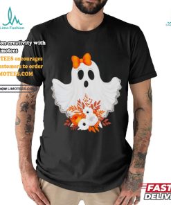 Halloween Lace Ghost Spooky Coquette Orange Bow shirt