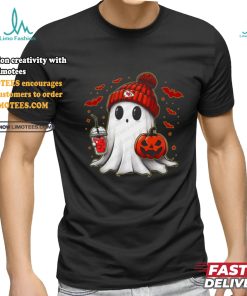 Halloween NFL Football Fan Ghost with Pumpkin kansas city shirt