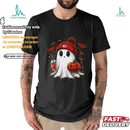 Halloween NFL Football Fan Ghost with Pumpkin kansas city shirt