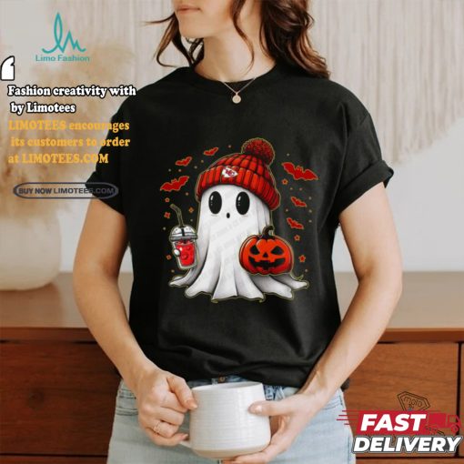 Halloween NFL Football Fan Ghost with Pumpkin kansas city shirt