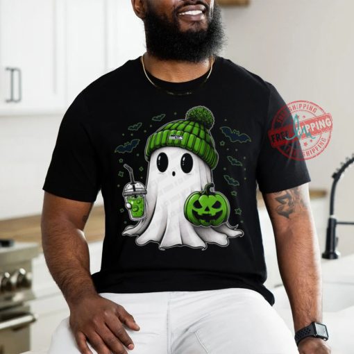 Halloween Seattle Seahawks NFL Football Fan Ghost with Pumpkin shirt