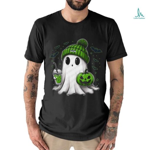 Halloween Seattle Seahawks NFL Football Fan Ghost with Pumpkin shirt