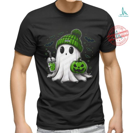 Halloween Seattle Seahawks NFL Football Fan Ghost with Pumpkin shirt