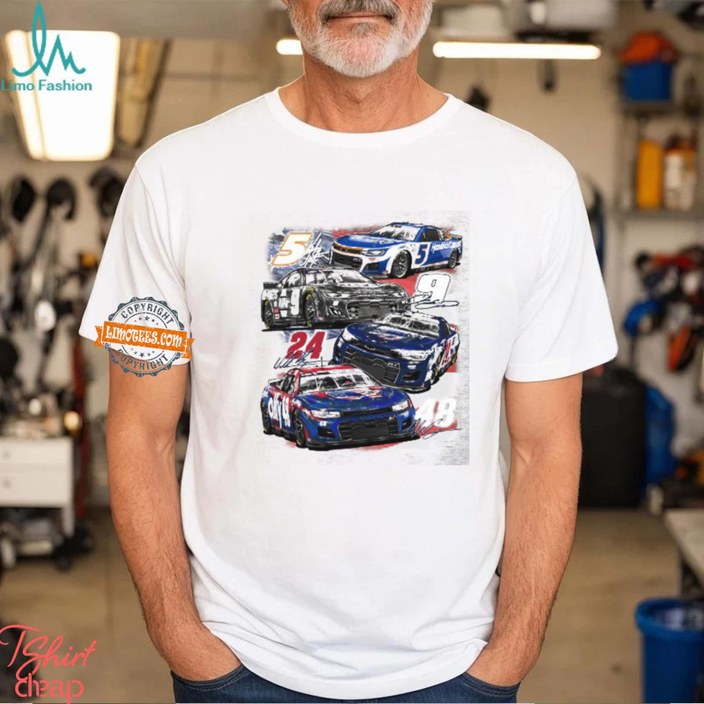 Hendrick Motorsports 2024 Patriotic 4 Car T shirt Hendrick Motorsports 2024 Patriotic 4 Car T shirt