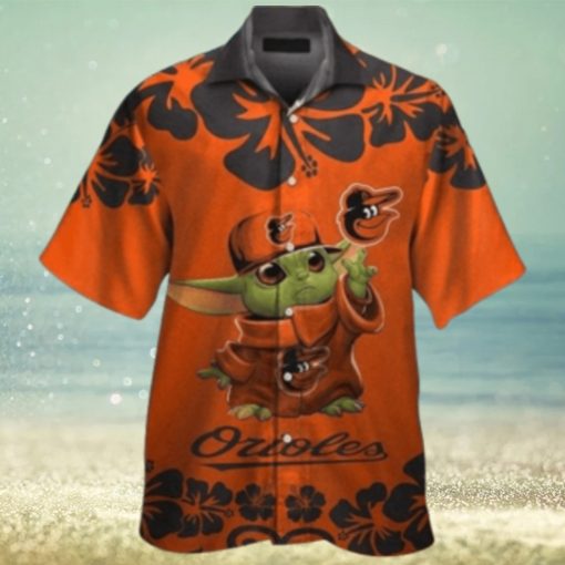 Hibiscus Baby Yoda Orioles Hawaiian Shirt – Tropical Charm For Baltimore Fans