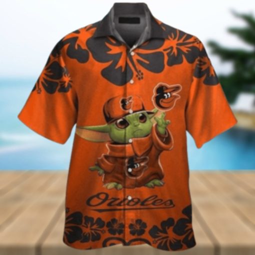 Hibiscus Baby Yoda Orioles Hawaiian Shirt – Tropical Charm For Baltimore Fans