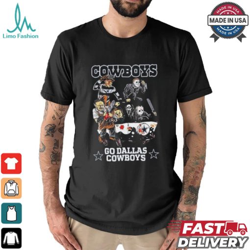 Horror Characters On Car Dallas Cowboys Halloween Go Cowboys shirt