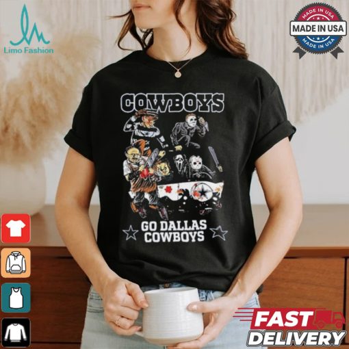Horror Characters On Car Dallas Cowboys Halloween Go Cowboys shirt