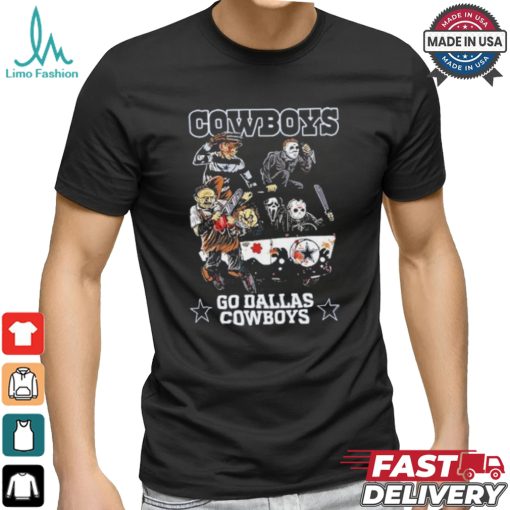 Horror Characters On Car Dallas Cowboys Halloween Go Cowboys shirt