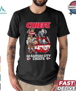 Horror Characters On Car Kansas City Chiefs Halloween Go Chiefs shirt