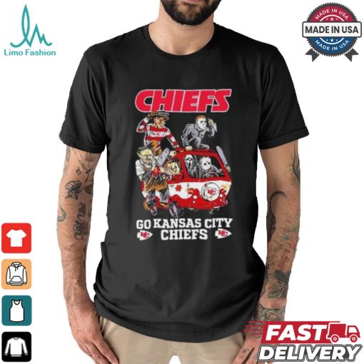 Horror Characters On Car Kansas City Chiefs Halloween Go Chiefs shirt