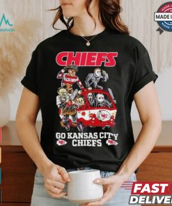 Horror Characters On Car Kansas City Chiefs Halloween Go Chiefs shirt